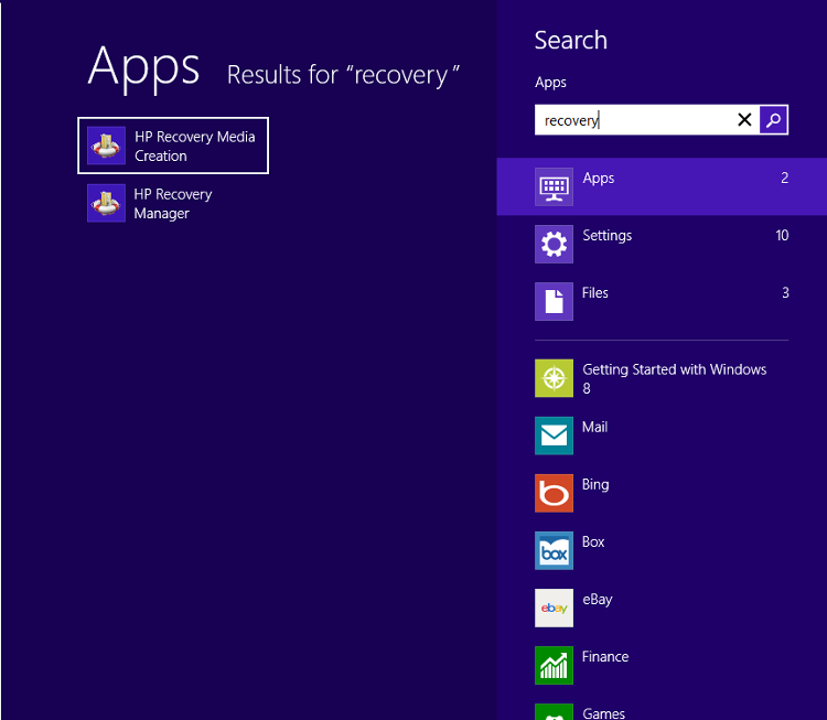 Searching "Recovery" in the Apps, you get your choice 